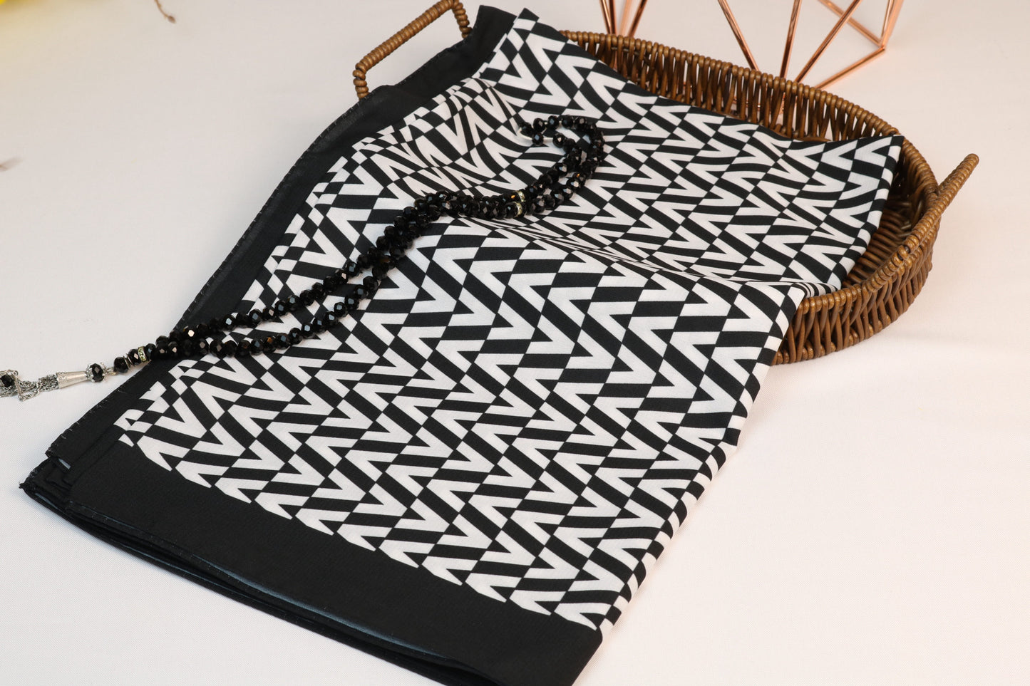 Black White Medina Silk Hijab