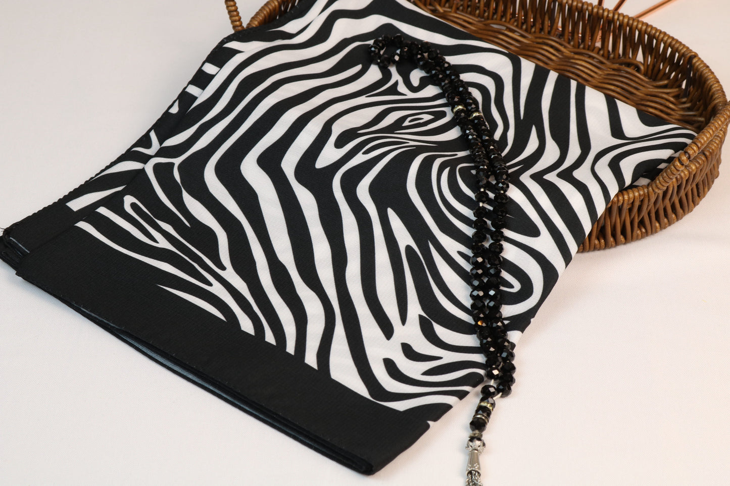 Black White Medina Silk Hijab