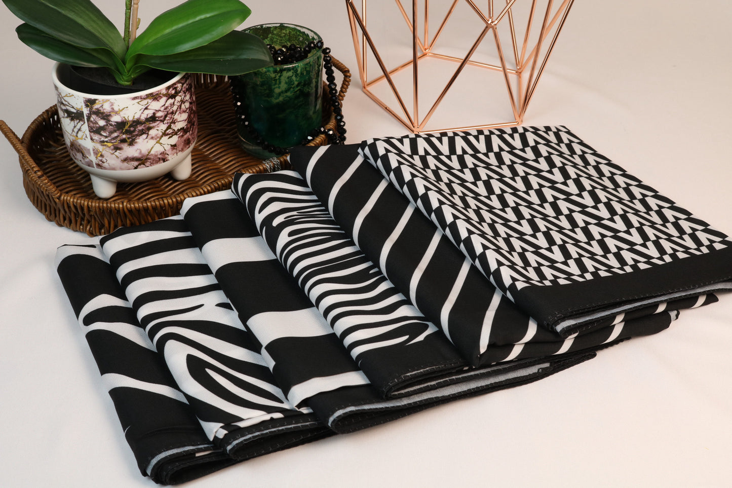 Black White Medina Silk Hijab