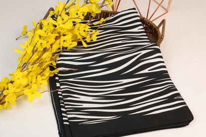 Black White Medina Silk Hijab