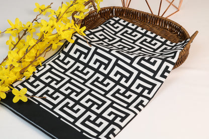 Black White Medina Silk Hijab