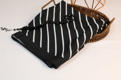 Black White Medina Silk Hijab