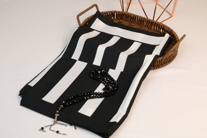 Black White Medina Silk Hijab