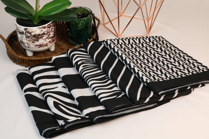 Black White Medina Silk Hijab